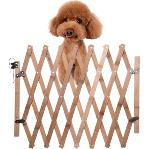 Pet Fence Gate Retractable Adjustable Dog Sliding Door Wood Indoor Dog Gate Doorway Stairs Pet Puppy Safety Fence Parc Chiot