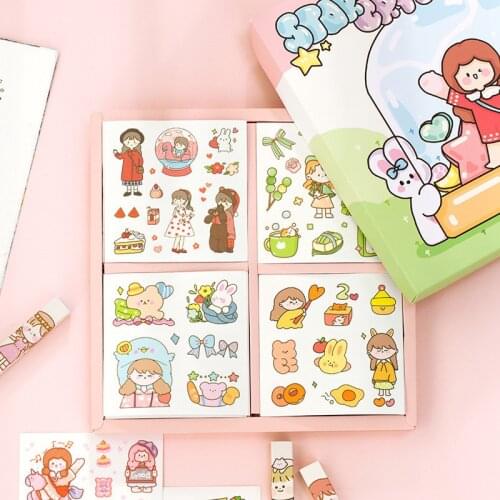 Yisuremia 200 Sheet Kawaii Decorative Washi Sticker Boxed For DIY Diary Daily Planner Scrapbook School Stationery Kids Girl Gift