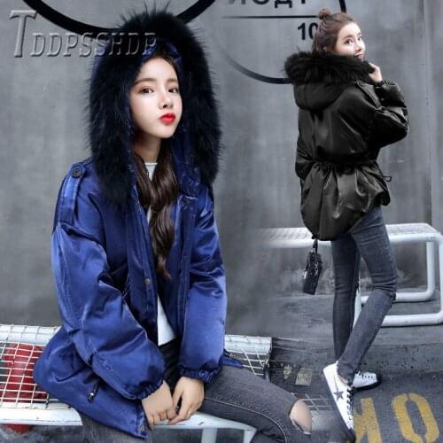 Hooded Thicken Glossy Women Parkas Winter Jackets Fur Collar Warm Thick Female Coat