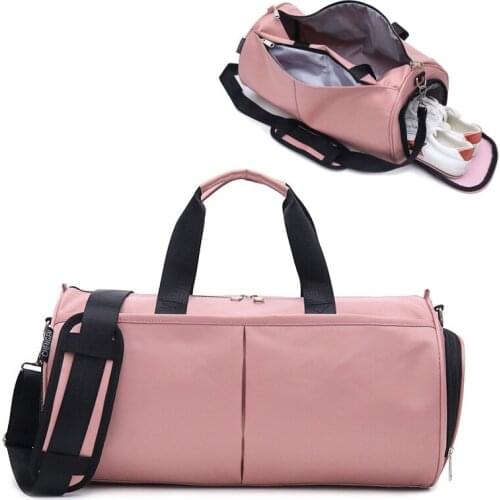 Woman Gym Yoga Bags Women Fitness Sports Black Bag Customized Portable Travel Training Bag With Shoes Compartment