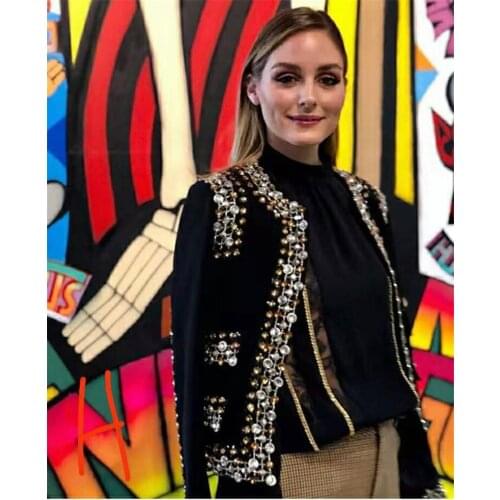 High Quality Long Sleeve Beaded Slim Bodycon Rayon Bandage Top Women Jackets Outwear