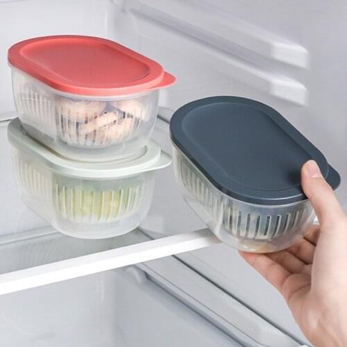 1pcs Kitchen Organizer Storage Containers PP Fresh-Keeping Box Refrigerator Fruit Vegetable Drain Crisper Kitchen Tools Cocina
