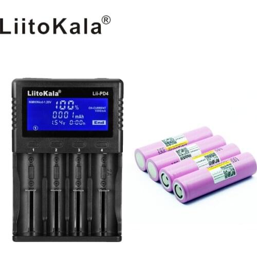 1 pcs LiitoKala lii-PD4 LCD 3.7 v 18650 21700 Battery Charger + INR18650 4 pcs 3.7 v 18650 3000 mAh 30Q Rechargeable li-ion Batt
