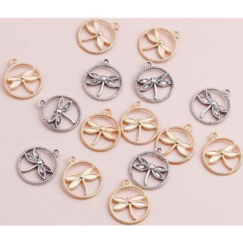 10pcs/lot Two Colors Metal Dragonfly Charms Beads fit Bracelets Necklaces Animal Pendants Jewelry Making Finding