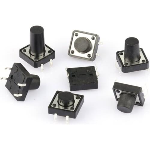 50pcs 12X12 Tact Switch DIP 4 Pin Key switch Micro switch 4P 12*12*4.3MM/5MM/6MM/7MM/8MM/9MM/10MM/12MM