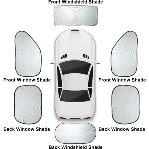 6 Pcs Car Window Sunshade Sun Protection Cover Sunscreen Curtain Car Front Gear Side Block Silver-coated Cloth Shade Set