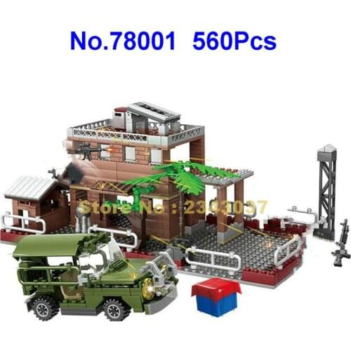 78001 560pcs Military Swat Weapon Jedi Survival Battlefield Snowfield Gun Jeep Car 3 Building Blocks Toy