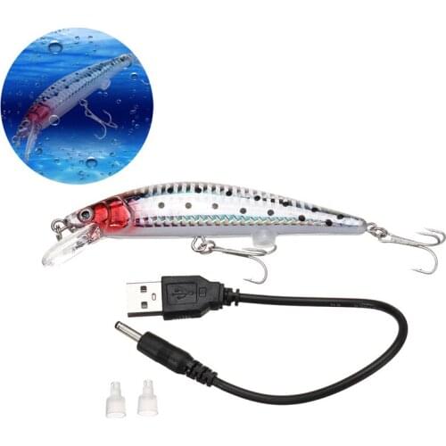 Bobing 1pc 12.5cm 40g USB Fishing Lure Rechargeable Swimbait Twitching LED Lifelike Hard Bait Sea Rier Fishing Lures Accessories