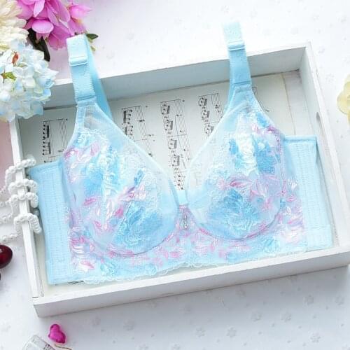 Plus Size Women Sexy bralette Underwear Push Up Bra 80 85 90 95 C D E F Ultra-thin Cup Embroidery Big Brand Intimate Brassiere