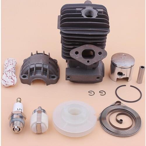 34mm Cylinder Piston Engine Pan Base Kit For Chinese 2500 25cc Recoil Starter Pulley Spring Rope Spark Plug Chainsaw Part