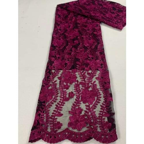 Hot Sale Multicolor African Mesh Lace Fabric Nigerian Flowers Tulle Embroidery Craft Sewing Supplies Party Wedding Dress 5 Yards