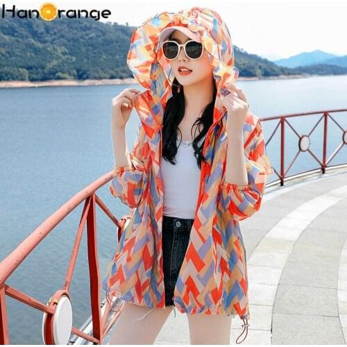 HanOrange Sun Protection Women Oversized Jacket Camouflage Summer Thin 2021 Loose Outwear with Hood Sunscreen Clothing Female