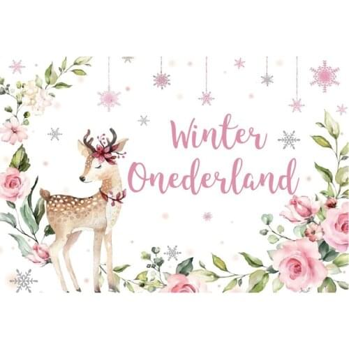 Wild ONE Animals Flowers Backdrop Party Room Decor Photo Booth Studio Prop