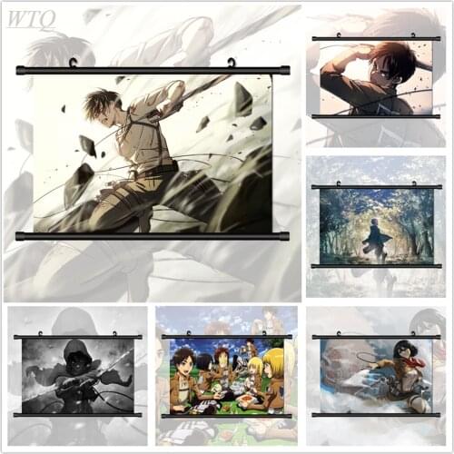 Attack on Titan Rivaille Ackerman Eren Jaeger Mikasa Canvas Painting Anime Posters Wall Decor Wall Art Picture Room Home Decor