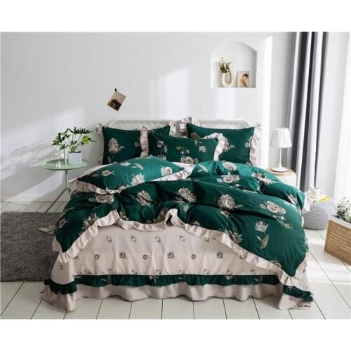 2020 Korean style100% cotton Bedding sets Queen King size plants Bed Duvet cover Bed sheets linen set bed set