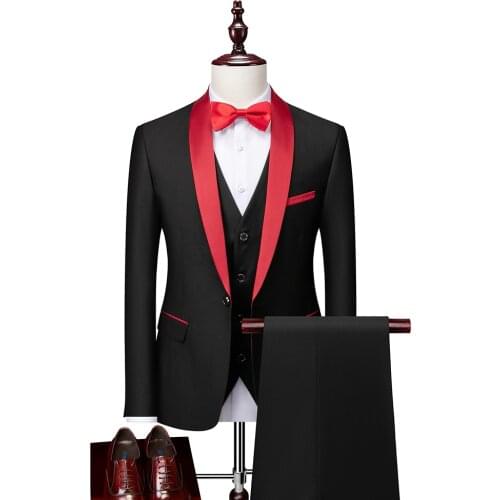 Jackets+Vest+Pants) Mens spring business Blazers/Male high-grade cotton three-piece suit/Male luxury Tuxedo groom Dress S-6XL