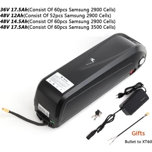 E-bike Lithum Battery SAMSUNG Cells 36V/48V/52V 12-17.5Ah Battery For Bafang 750W 1000W Mid/Hub Drive Electric Bicycle Motor Kit