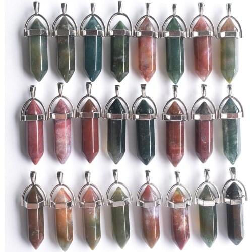 2020 Fashion high quality natural india onyx bullet shape charms Chakra pendants fit necklace making 24pcs/lot Wholesale free