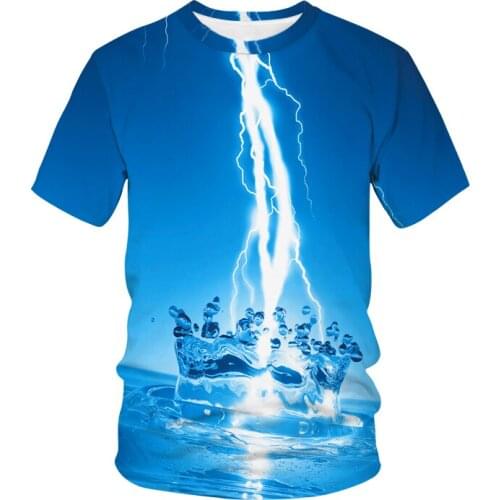 Lightning Weather Mens T-Shirt Summer Fashion Short Sleeve 3D Round Neck Top Lucky Element Shirt Fashion Mens T-Shirt 2021 New