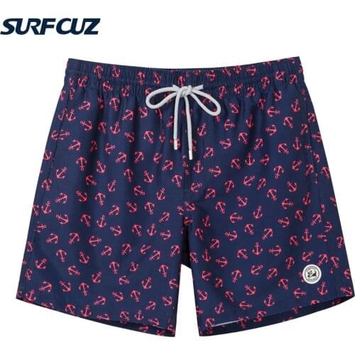 SURFCUZ Mens Swim Shorts Vintage Swimwear Board Beach Shorts with Pockets and Mesh Lining Quick Dry Print Swim Trunks