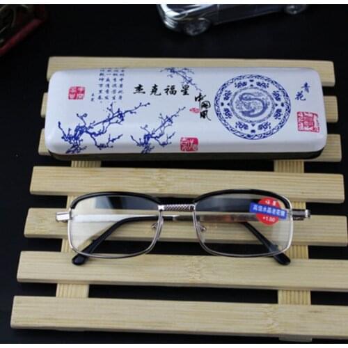 Men Women Reading Glasses Glass Lens Full Metal Frame Eyeglasses China Style With Glasses Cae Portable R161