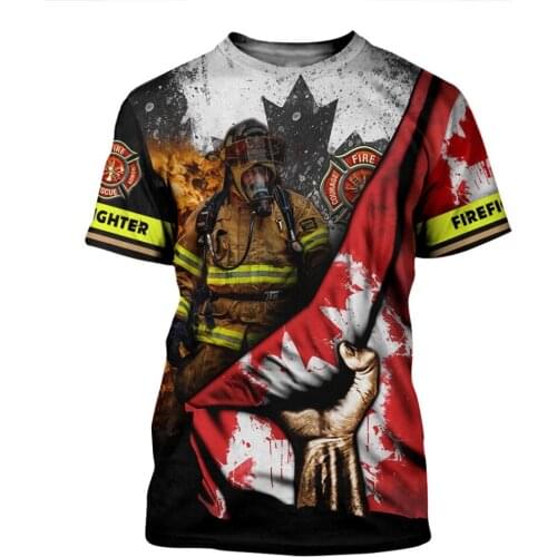 2021 Summer New Fashion Men T shirt Brave Firefighter 3D Printed T shirts Unisex Harajuku Short Sleeve Shirt Casual Tee Tops