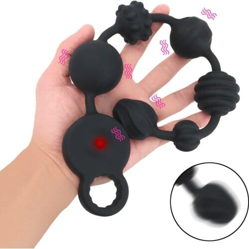 OLO Silicone Butt Plug Anal Dilator 10 Frequency Pull Bead Anal Vibrator Sex Toys for Couples Extra Long Prostata Massage