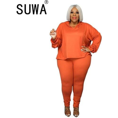 Wholesale Plus Size XL-5XL Workout Clothes Casual Two Piece Set Women Matching Sets Fall Winter T-Shirt Top Skinny Pencil Pants