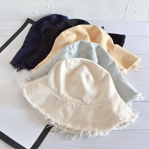 Cotton Fashion Korean Casual Ladies Flat tassel Bucket cap Fishermans hat Beach Tourism Hats Women Breathable sun Hat