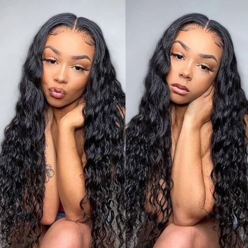 Water Wave Frontal Wig 13x4 PrePlucked Lace Front Human Hair Wigs Wet And Wavy Closure Wig Deep Wave Frontal Wig For Black Women