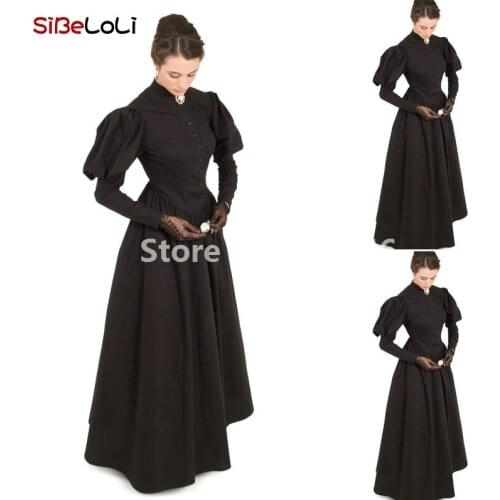 18th Renaissance Reenactment Manor Hostess Black Dress Halloween Queen Vampire Gothic Victorian Ball Gown Dress