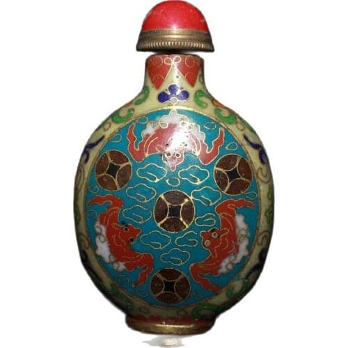 Early collection of copper tyres cloisonne filament choker blessing in front of the snuff bottle 2 home decoration collection