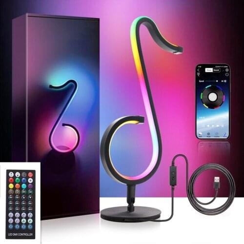 RGB Musical Note Atmosphere Lights USB Smart APP Control Dimmable Symphony Wall Table LED Lamps Gifts Bedroom Bar Art Decor
