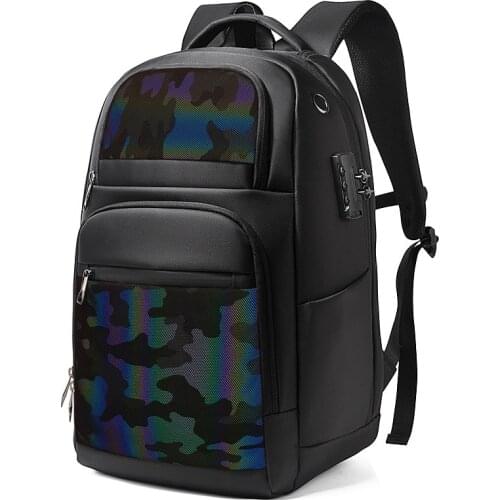 NANCY TINO 36-55L Holographic Business Backpack with USB Charging Waterproof Breathable Anti-theft Luminous Series