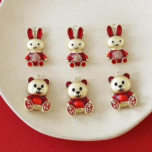 Cute cartoon animals rabbit/bear shape alloy floating locket charms diy jewelry earring pendants accessory
