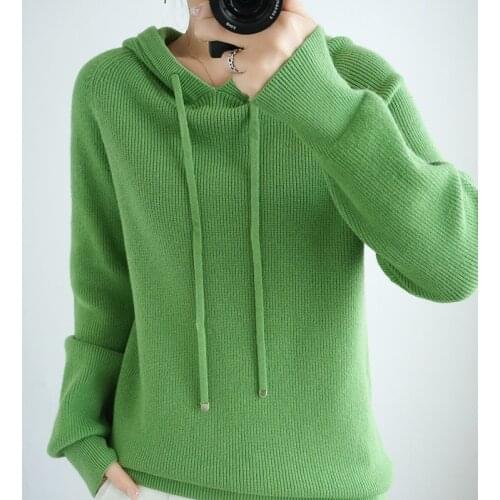 Long-sleeved Sweater Womens Hooded Collar Pullover Autumn and Winter Casual Knitted Tops Korean Fashion Plus Size Female Jacket