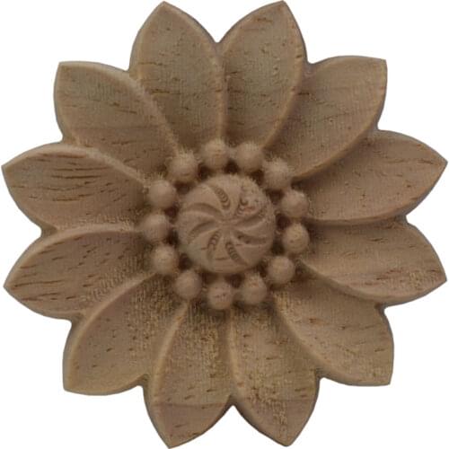 Vintage Wood Carved Wave Flower Onlay Decal Corner Applique Frame Wall Doors Furniture Decorative for Home Furniture Decor