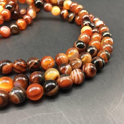 1 Strand Coffee Striped Thread Agates Bead Natural Round Spacer Beads Strand Jewelry Finding DIY Ornament Making Sieraden Maken