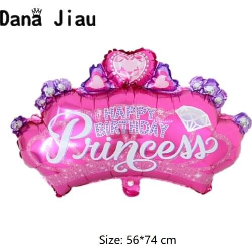Big Pink Crown Foil Balloon Princess Happy Birthday Balloons Celebration Party Diamond Decoration Air Ballon Baby Shower Ball