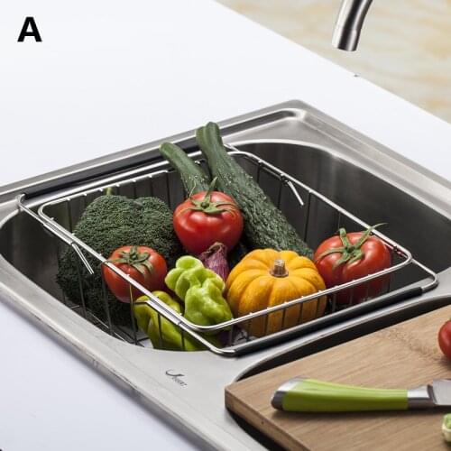 Stainless steel drain basket retractable sink drain rack drain dish rack fruit and vegetable basket wash basket