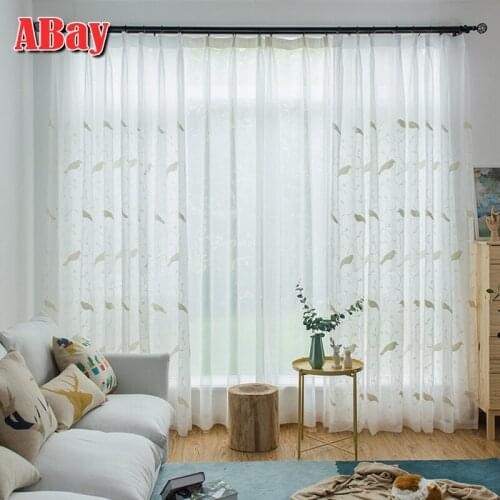 Embroidery Sheer White Curtains for Living Room Tulle for Windows Curtains Bedroom Home Decoration Modern Cortinas Para La Sala