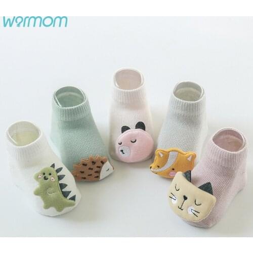 Warmom Toddler Baby Socks Anti Slip Cartoon Infant Baby Socks for Girls Cotton Newborn Baby Boy Socks Suitable for 0-3 Years