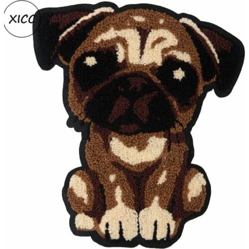 XICC 2020 New Design Big Size Cartoon Dog Towel Rope Embroidery Chenille Patches Jacquard Handmade Appliques Things For Baby