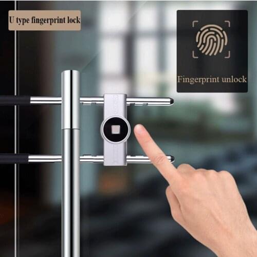 Glass Door Lock Office Keyless Fingerprint Verification With Bluetooth APP Remote Control Electronic Lock U-lock