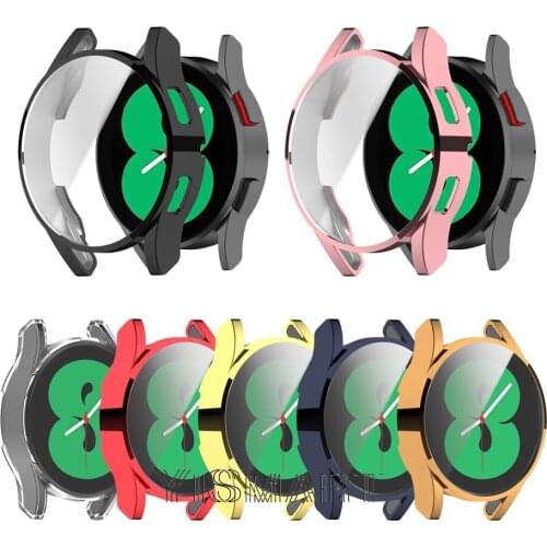 Protective Case for Samsung Galaxy Watch 4 44mm 40mm Soft TPU Plated All-around Full Screen Protector Cover Bumper Accessories