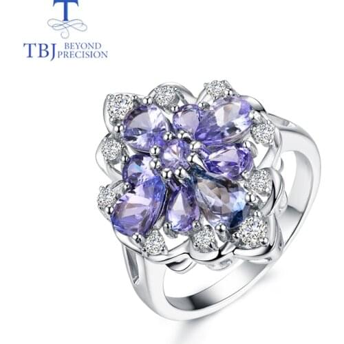 TBJ,tanzanite ring natural gemstone in 925 sterling silver luxury shiny precious stone jewelry for lady women mom wife as gift