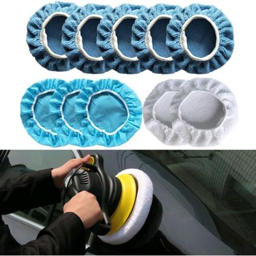 10pcs Car Polisher Pad Bonnet Polishing Pad Hood Set Microfiber Nonwoven Fleece Buffing Pad Cover for 9-10inch Polisher Wax Pad