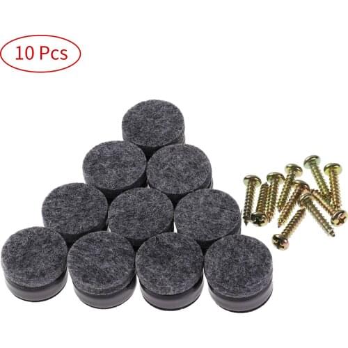 10Pc Anti Slip Felt Pads Feet Mats with Screws Heighten Legs Caps Non-Skid Table Chair Covers Floor Furniture Protector Hardware