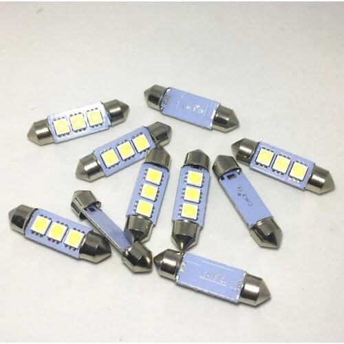 100pcs 36mm 39mm 41mm Festoon LED Highlight White Car Auto Festoon led Reading Lights 5050 3-SMD Chip Light Bulbs Dome light 12V