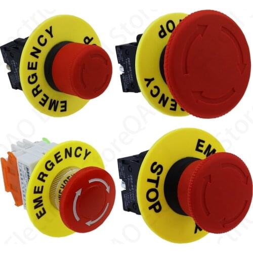 22mm red mushroom head emergency stop button switch XB2 LAY37 NO/NC alarm button switch